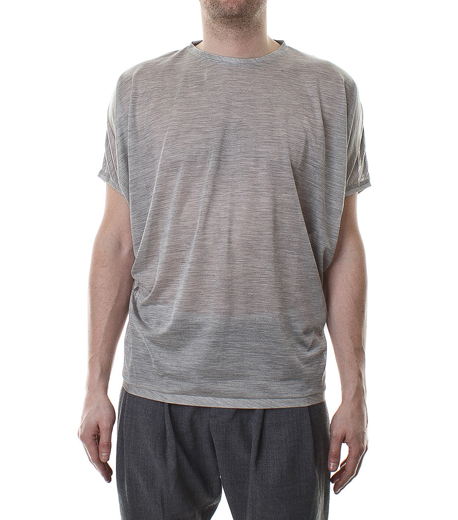 Draped sleeve silk top