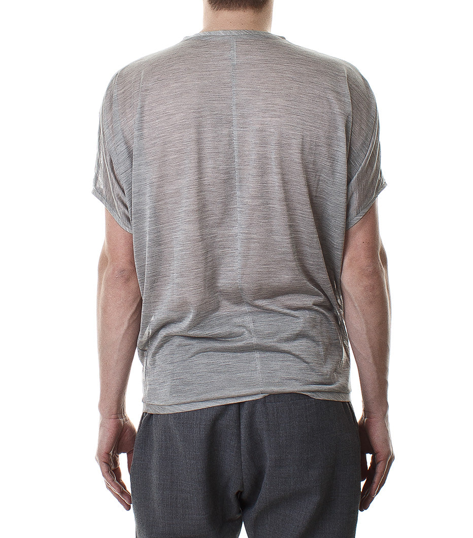 Draped sleeve silk top